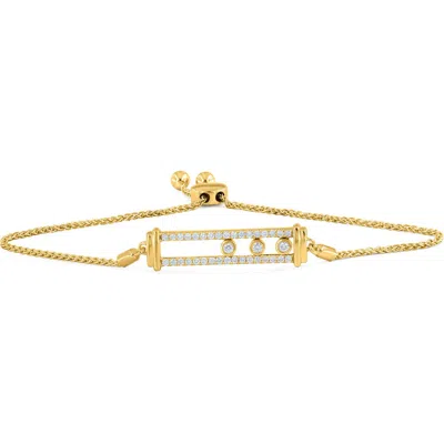 Luvmyjewelry Rectangular Kinetic Trio Slider Bolo Adjustable Diamond Bracelet In 14k Yellow Gold