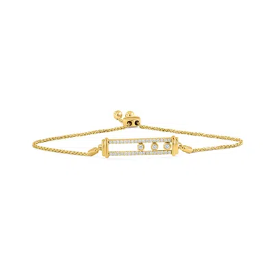 Luvmyjewelry Rectangular Kinetic Trio Slider Bolo Adjustable Diamond Bracelet In 14k Gold In 14k Yellow Gold