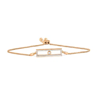 Luvmyjewelry Rectangular Kinetic Uno Slider Bolo Adjustable Diamond Bracelet In 14k Gold In 14k Rose Gold