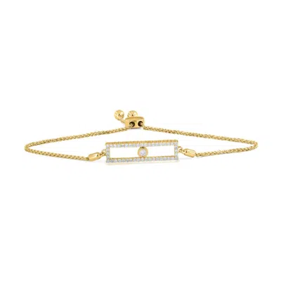 Luvmyjewelry Rectangular Kinetic Uno Slider Bolo Adjustable Diamond Bracelet In 14k Gold In 14k Yellow Gold