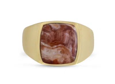 Luvmyjewelry Red Lace Agate Iconic Sterling Silver Men Signet Ring In Yellow