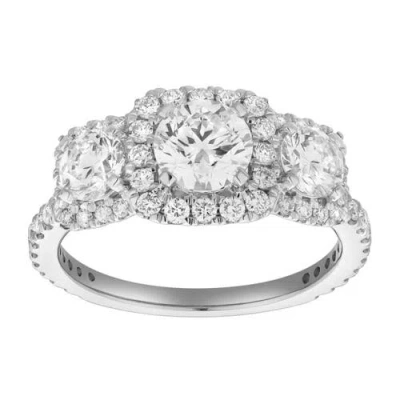 Luvmyjewelry Regalia 14k Gold Round Cut Lab Grown Diamond Halo Trinity Ring In 14k White Gold