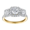 Luvmyjewelry Regalia 14k Gold Round Cut Lab Grown Diamond Halo Trinity Ring In 14k Yellow Gold