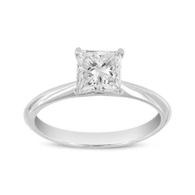 Luvmyjewelry Rhea Princess 14k Gold Princess Cut Lab Grown Diamond Classic Solitaire Ring In 14k White Gold