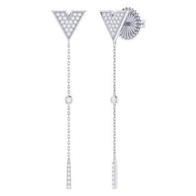 Luvmyjewelry Rise Grind Triangle Sterling Silver Diamond Drop Earrings