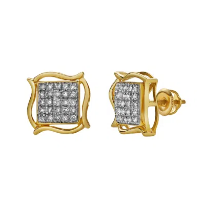 Luvmyjewelry Riso 10k Yellow Gold Diamond Unisex Earrings - 0.2 Cts
