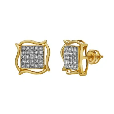 Luvmyjewelry Riso 10k Yellow Gold Diamond Unisex Earrings