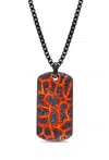 Luvmyjewelry Rivers Of Fire Silver & Red Enamel Tag Necklace In Grey