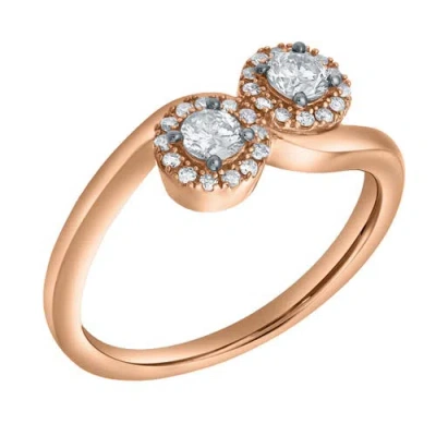 Luvmyjewelry Rosalita 0.50 Cts Natural Diamond Toi Et Moi Halo 14k Gold Ring