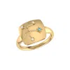 Luvmyjewelry Sagittarius Blue Topaz & Diamond Signet Ring In Yellow