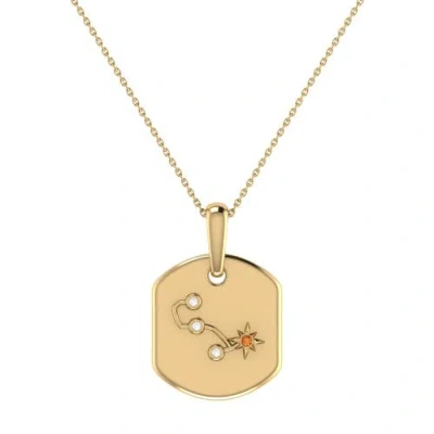 Luvmyjewelry Scorpio Citrine & Diamond Necklace In 14k Yellow Gold