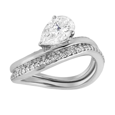 Luvmyjewelry Selena Silk Wave 2.00 Ct Pear Lab Grown Diamond Engagement Ring In Silver