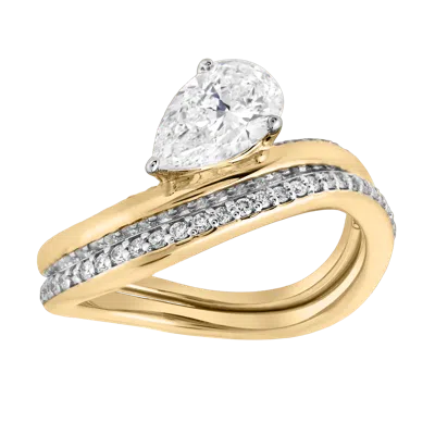 Luvmyjewelry Selena Silk Wave 2.00 Ct Pear Lab Grown Diamond Engagement Ring In Gold