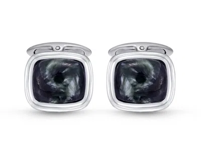 Luvmyjewelry Seraphinite Sterling Silver Men Cufflinks