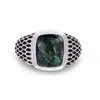 Luvmyjewelry Seraphinite Sterling Silver Men Signet Ring In Green