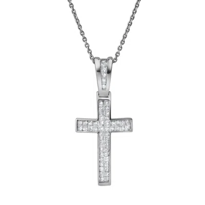 Luvmyjewelry Seraphyne 1 Ct Cross 14k Gold Diamond Pendant In Neutral