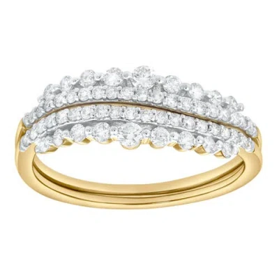 Luvmyjewelry Serena 0.55 Cts Natural Diamond Duo Set 14k Gold Ring Set