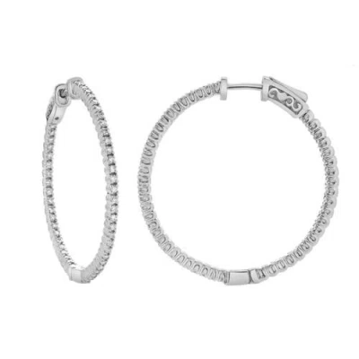 Luvmyjewelry Serene 14k White Gold Diamond Hoopearrings