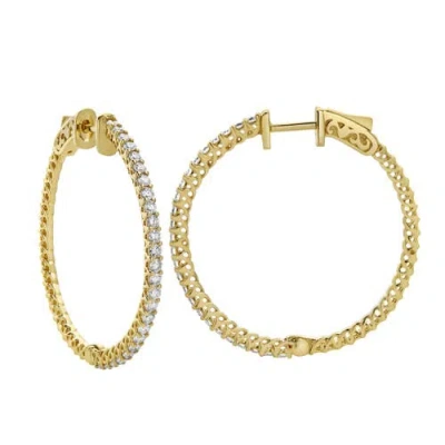 Luvmyjewelry Serpine14k Gold Diamond Hoop Earrings In 14k Yellow Gold