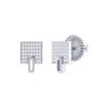 Luvmyjewelry Sidewalk Square Sterling Silver Diamond Stud Earring In Silver