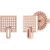 Luvmyjewelry Sidewalk Square Sterling Silver Diamond Stud Earring In 14kt Rose Gold Vermeil