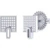 Luvmyjewelry Sidewalk Square Sterling Silver Diamond Stud Earring