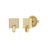 Luvmyjewelry Sidewalk Square Sterling Silver Diamond Stud Earring In Yellow
