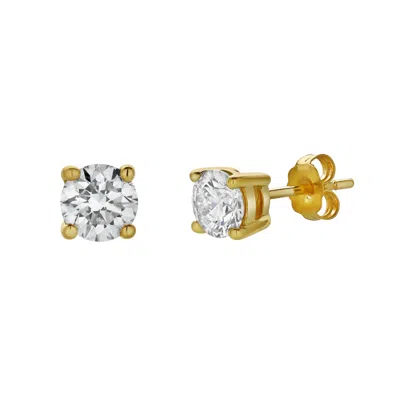 Luvmyjewelry Silla 14k Gold Lab Grown Round Solitaire Diamond Earrings - 1 Cts In Yellow