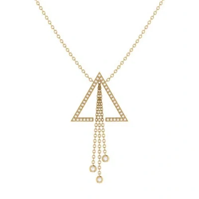 LUVMYJEWELRY LUVMYJEWELRY SKYLINE TRIANGLE SILVER DIAMOND LARIAT NECKLACE