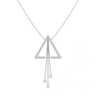 Luvmyjewelry Skyline Triangle Bolo Adjustable Diamond Lariat Necklace In Sterling Silver In White