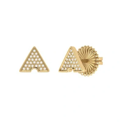 Luvmyjewelry Skyscraper Triangle Sterling Silver Diamond Stud Earring In 14kt Gold Vermeil On Sterling