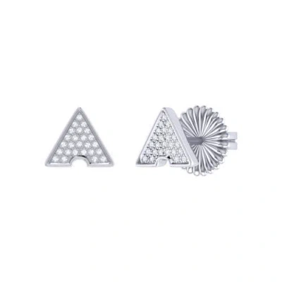 Luvmyjewelry Skyscraper Triangle Diamond Stud Earrings In Sterling Silver