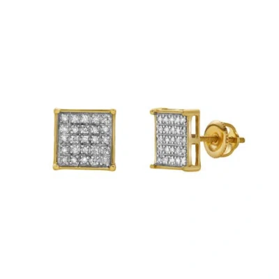 LUVMYJEWELRY LUVMYJEWELRY SLATE 10K YELLOW GOLD CLUSTER DIAMOND UNISEX EARRINGS