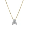 Luvmyjewelry Small Bubble Initial Letter 14k Yellow Gold Diamond Pendant Necklace