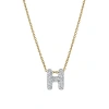 Luvmyjewelry Small Bubble Initial Letter 14k Yellow Gold Diamond Pendant Necklace