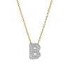 Luvmyjewelry Small Bubble Initial Letter 14k Yellow Gold Diamond Pendant Necklace