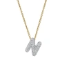 Luvmyjewelry Small Bubble Initial Letter 14k Yellow Gold Diamond Pendant Necklace