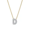 Luvmyjewelry Small Bubble Initial Letter 14k Yellow Gold Diamond Pendant Necklace
