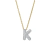 Luvmyjewelry Small Bubble Initial Letter 14k Yellow Gold Diamond Pendant Necklace