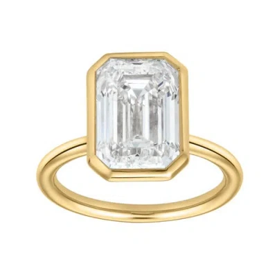 Luvmyjewelry Solaire 14k Gold Emerald Cut Lab Grown Diamond Bezel Solitaire Engagement Ring
