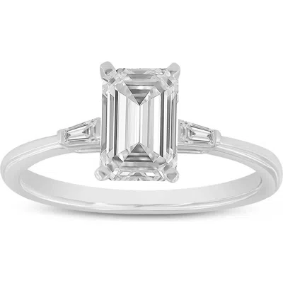 Luvmyjewelry Solene 14k White Gold Emerald Cut Lab Grown Diamond 3 Stone Engagement Ring