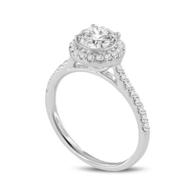 Luvmyjewelry Solstice 14k White Gold Round Cut Lab Grown Diamond Halo Engagement Ring