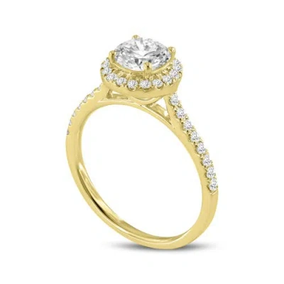 Luvmyjewelry Solstice 14k Yellow Gold Round Cut Lab Grown Round Diamond Halo Engagement Ring