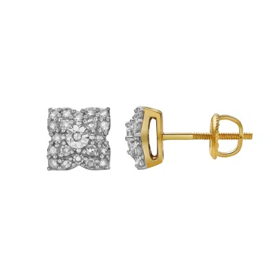 Luvmyjewelry Sombra 10k Yellow Gold Diamond Unisex Earrings - 0.26 Cts