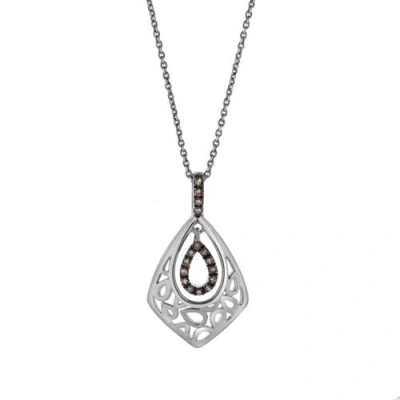 Luvmyjewelry Soraya Sterling Silver 0.08 Ct Diamond Teardrop Pendant In Metallic