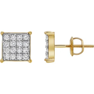 Luvmyjewelry Square Prism 14k Yellow Gold Diamond Earrings