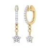 Luvmyjewelry Star Bezel Duo Sterling Silver Diamond Hoop Earring In 14kt Gold Vermeil On Sterling