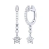 Luvmyjewelry Star Bezel Duo Diamond Hoop Earrings In Sterling Silver In Silver