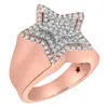 Luvmyjewelry Star Studded Bling 14k Rose Gold 3 Layered Star Ring - 1.88 Ct In Pink