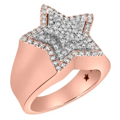 Luvmyjewelry Star Studded Bling 14k Rose Gold 3 Layered Star Ring - 1.88 Ct In Pink